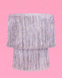 16" xo, Fetti Fringe Tinsel Chandelier - Iridescent Silver Foil, | Bachelorette Party Decorations, Birthday Photo Booth