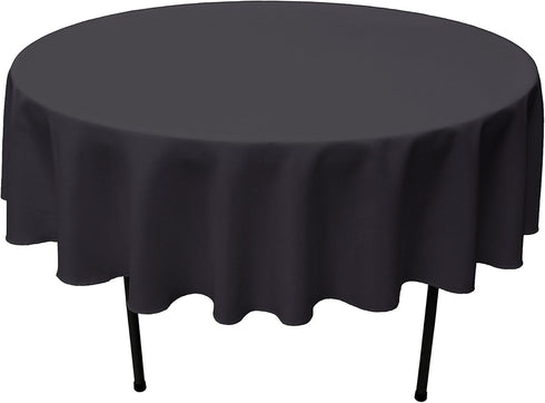 GEFEII Kitchen Black Tablecloth 70 inch Round Solid Polyester Table Cloth for Wedding Party Restaurant Banquet
