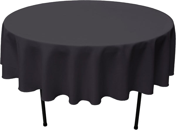 GEFEII Kitchen Black Tablecloth 70 inch Round Solid Polyester Table Cloth for Wedding Party Restaurant Banquet
