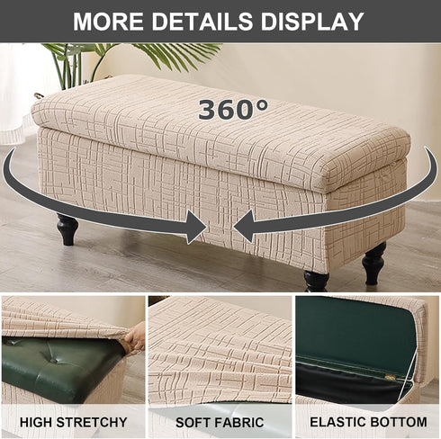 48) Eco-Ancheng Storage Ottoman Cover Rectangle Ottoman Slipcover Folding Storage Bench Cover Footrest Stool Slipcover