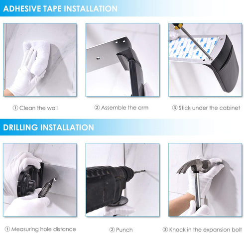 simpletome ONE HAND TEAR Paper Towel Holder, Under Cabinet Adhesive or Drilling Installation, Black