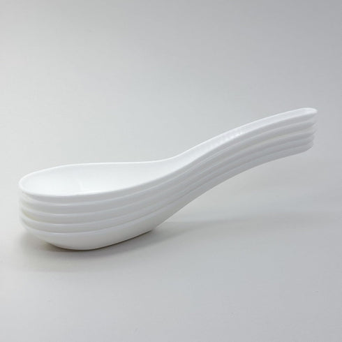 5 Pcs Reusable Plastic Chinese Soup Spoon for Ramen, Soup, Fried Rice, Heat Resistant, Unbreakable