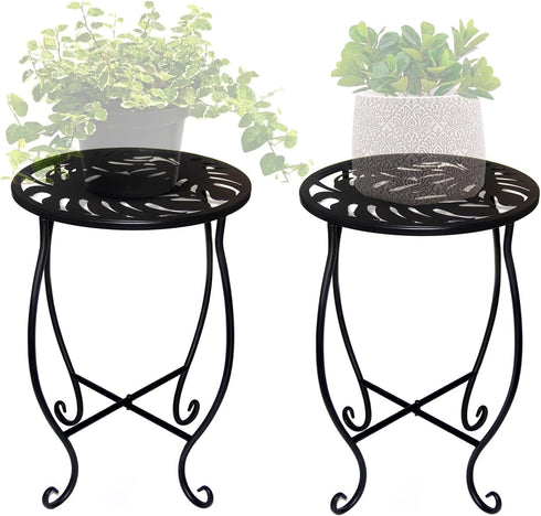 Aonagi 15" Tall Metal Plant Stand, 8" Wide Round Plant Stand for Flower