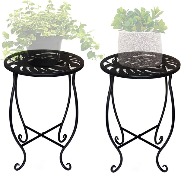 Aonagi 15" Tall Metal Plant Stand, 8" Wide Round Plant Stand for Flower