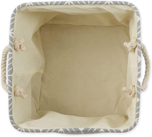 Large Gray Herringbone Storage Bin with Handles