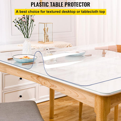 36 60 Inch, 1.5 mm VEVOR Plastic Table Cover x Thick Clear Table Protector, Rectangle Clear Desk Mat, Waterproof & Easy