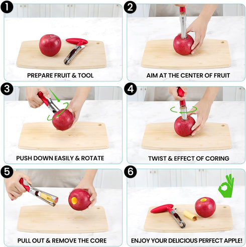 SCHVUBENR Premium Apple Corer Tool - Easy to Use and Clean - Sturdy Apple Core Remover with Sharp Serrated Blades