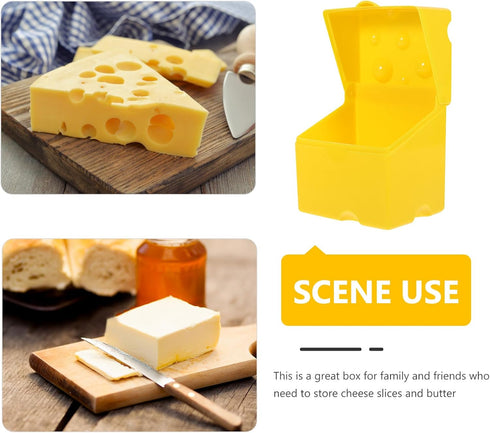 IMIKEYA Sliced Cheese Storage Container, Cute Butter Block Fridge Refrigerator Bacon Container Cheese Keeper Slice Holder Airtight Cheese Box with Flip Lid for Kitchen