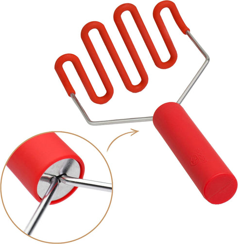 Jell-Cell Potato Masher, Silicone Protect Body with Premium Stainless Steel for Smooth Mashed Potatoes, Red