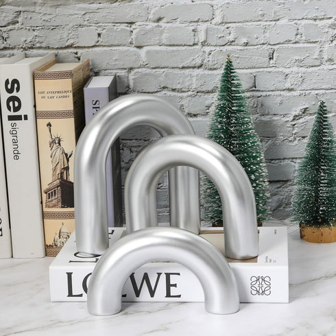 3Pcs HMASYO Sliver Arch Decorative Objects Statue, Coffee Table Bookshelf Aesthetic Decor for Living Room Bedroom