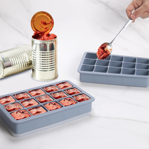 BECOKIT 2 4 Pack) Tbsp Silicone Freezer Molds - Perfect for Storing Garlic, Herbs, Ginger, Pesto, Tomato Paste, Lemon