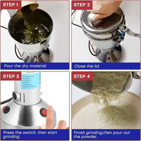 High Speed 150g Electric Grain Mill Machine - Spice Herb Grinder 750W for Kitchen Herb Spice Pepper Coffee