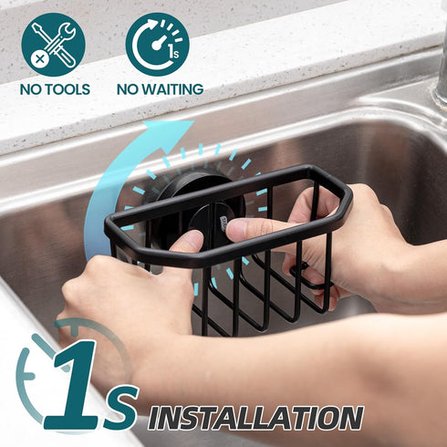 TAILI Sink Caddy with Strong Suction Cup, Sponge Holder for Kitchen Sink Organizer, Removable Sponge Caddy Inside Sink