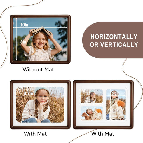 8x10 4x6 3x4 8x10 Collage Picture Frame Natural Walnut Solid Wood, Collage Photo Frame Displays and Two Photos