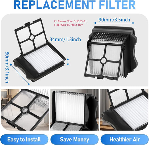 Vylaier S5 S5 2 2 2 Roller Brush Replacement and Vacuum Filter Kit Compatible Only with Tineco Floor ONE / Floor One