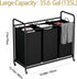3-Bag 35.6 Gal(135 LINZINAR Laundry Basket, Black Laundry Hamper, L) Laundry Sorter Cart Laundry Room Organization