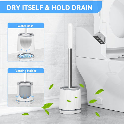TRENTI Set, Set (3, Toilet Brush, Toilet Brush and Holder Bristles Toilet Bowl Brush Head with Ventilated Holder, Wall