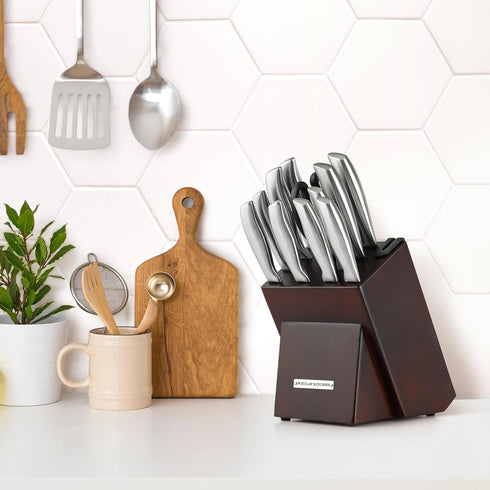 Zulay 12-Piece Premium Knife Set with Natural Wood Block, Ultra Sharp Stainless Steel Knives