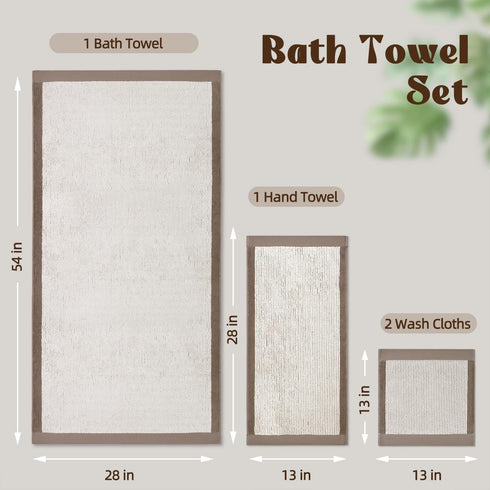 Set 4 100% Set, 1 1 2 Cleanbear Bathroom Towels Piece, Cotton, Ultra Soft, Absorbent and Quick Dry Towel Bath, Hand