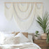 Flber 57" 41" Large Macrame Wall Hanging Boho Yarn Art Garland with Tassels and Beads, Handmade Rope Decor for Nursery