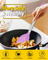 Pack of 2 Large Silicone Cooking Spoons, Non Stick Solid Basting Utensils for Mixing and Serving (Pink-Purple)