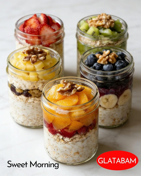 16 OZ 4Pack, Jars(4-2) Overnight Oats Jars with Lids, Glass Meal Prep Containers, Airtight Mason Jars for Breakfast