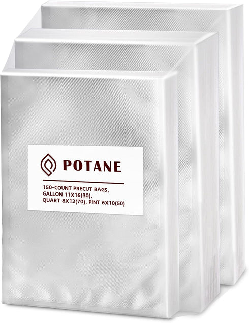 Vacuum Sealer Bags, Heavy Duty Commercial Grade, Precut 150 Gallon 11x16, Quart 8x12, Pint 6x10, Smell-Proof, Puncture