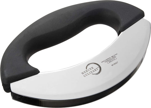 Mercer Culinary Double Blade Rocking Mezzaluna Knife with Handle, 7 Inch, Stainless Steel