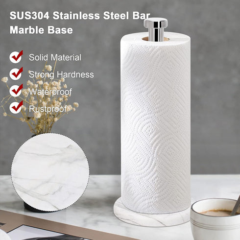 NearMoon Standing Paper Towel Holder for Kitchen, Marble Base with Chrome Finish, Standard or Jumbo Roll Holder