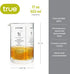 True Mixing Glass Cocktail and Bar Tools: 17 Oz, 1-Piece with Thick Base, Pour Spout, and 5 Printed Recipes
