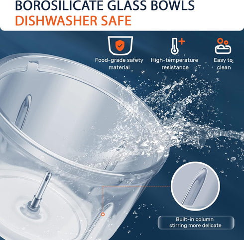 Bear Food Processor, Electric Food Chopper with 2 Glass Bowls (8 Cup + 2.5 Cup), 400W Power Grinder with 2 Sets