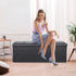 43 Inches LEMY Folding Ottoman Storage Bench, Foot Rest Stool with Wooden Divider&Large Storage Space, Leather