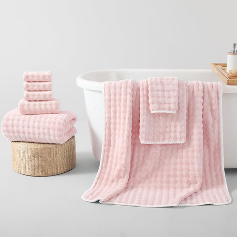 Sets 8-Piece, 35x70 14x30 12x12 Set REDKISS Soft Bath Towel Microfiber Quick Dry & Absorbent, in Large Bath Sheet