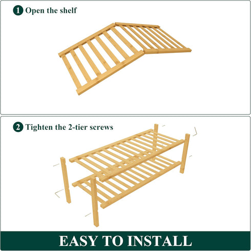 Closet, 2 Smiry Bamboo Shoe Rack for Tier Wooden Stackable Shoe Organizer, Free Standing Shoes Storage Shelf