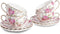 Agyiuns Tea Cup and Saucers, 6.4oz Floral Tea Cups with Gold Trim,