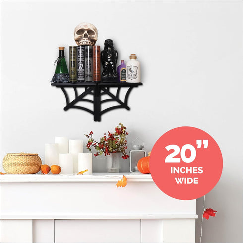 2 BELL BOOK AND CANDLE PC Spider Web Floating Shelves - Hang Separately or Together - Spooky Gothic Decor - Goth