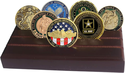4 Rows Coin Holder, US Army Military Collectible Challenge Coin Display Case, Holds 12-16 Coins