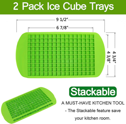 Silicone Mini Ice Cube Trays 2 Pack, 160 Small Molds for Crushed Ice, BPA Free Flexible Stackable Durable Soft Mold