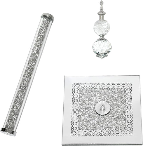 Qiuhome Countertop Crystal Paper Towel Holder Stand Bling Paper Towel Holder Kitchen Decor (Silver)