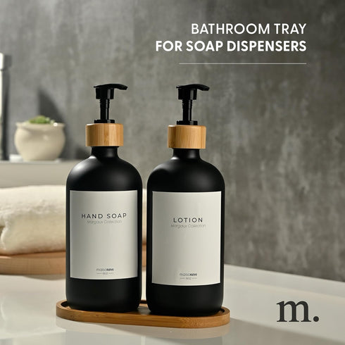 MaisoNovo Bamboo Soap Tray | Wooden-Sink Tray for Bathroom Countertop | Soap Dispenser Tray for Bathroom.