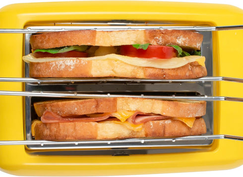Nostalgia Deluxe Grilled Cheese Sandwich Toaster with Easy-Clean Toasting Baskets, Adjustable Toasting Dial, Yellow