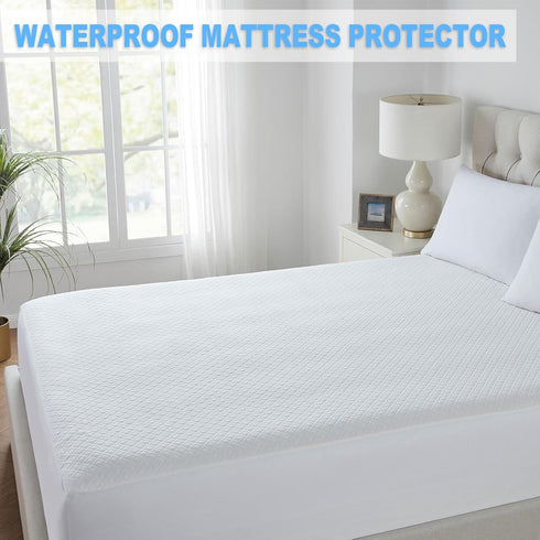BALEINE Waterproof Mattress Protector, Breathable Cooling Soft Washable Mattress Cover with Deep Pocket (Twin)