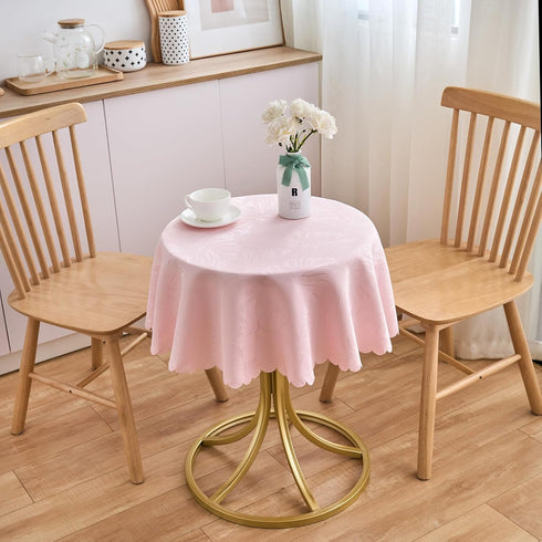 40 Inch 26" Round Valentines Tablecloth Pink Jacquard Small Table Cloths Up to Dia Tables Waterproof Washable Soft