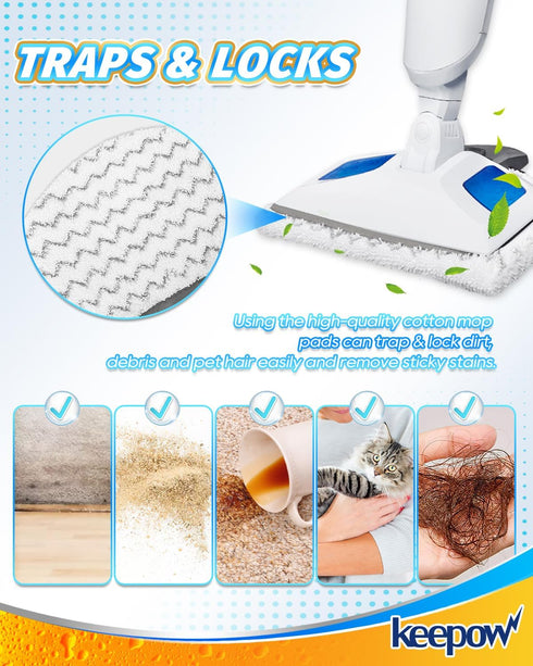 6 Pack 1940 1544 1440 1544A 2075A 1806 5938 1940W 19404 1940A KEEPOW Steam Mop Pads for Bissell Powerfresh Series Floor