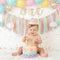 PapaKit Girls 1st Birthday High Chair Premium Decoration Set - Pastel Rainbow