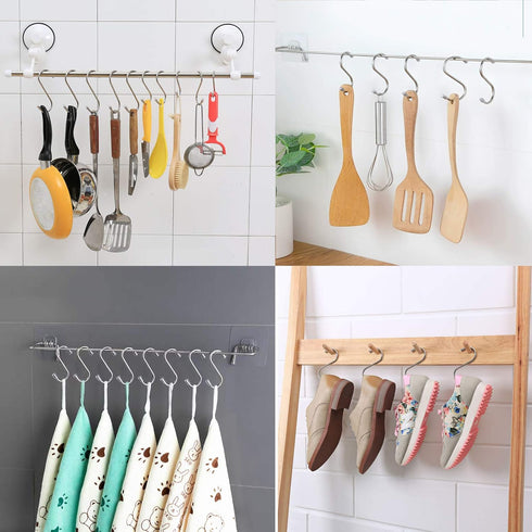 Myfolrena 20 Pack S Hooks for Hanging, 3.4 Inch Heavy Duty Metal S Shaped Hooks for Pots, Pans, Plants, Bags, Clothes