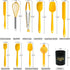 Silicone Spatula Set of 11 Kitchen Utensils with Iron Holder for Baking, Cooking, and Mixing, Dishwasher Safe, Yellow