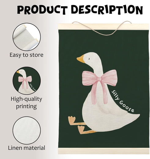 12x16 inch, LKETW Silly Goose Wall Art - Goose Nursery Decor Poster Hanger Frame Goose Gifts, Cute Goose Wall Art