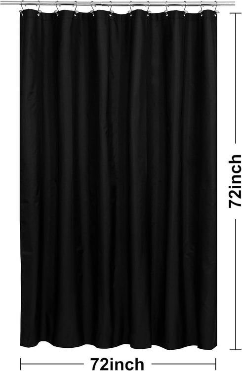 N&Y HOME Fabric Shower Curtain with Weighted Magnets, Opaque Black, Hotel Quality, 72x72, Machine Washable