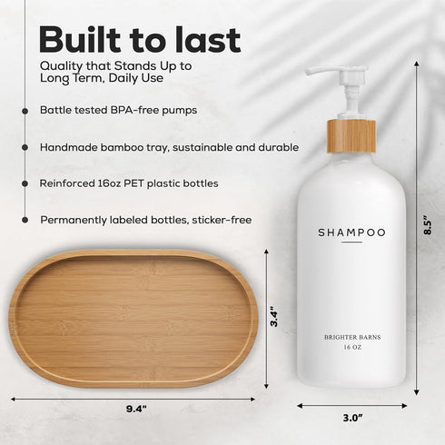 Set White Shampoo and Conditioner Dispenser by Brighter Barns - Shower Dispenser - Shampoo Conditioner Body Wash